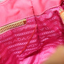 PRADA Hand Bag Nylon Pink Gold Tone Auth 207253V-23