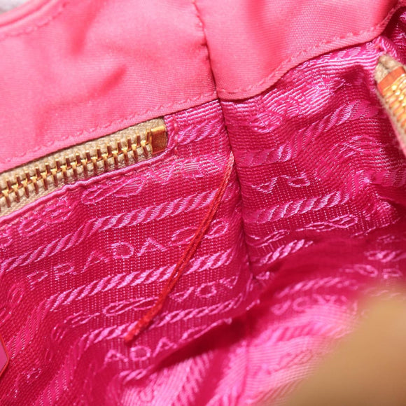 PRADA Hand Bag Nylon Pink Gold Tone Auth 207253V