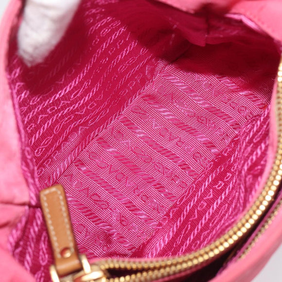 PRADA Hand Bag Nylon Pink Gold Tone Auth 207253V