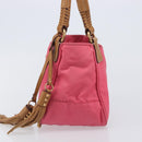 PRADA Hand Bag Nylon Pink Gold Tone Auth 207253V-3