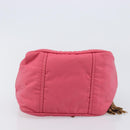 PRADA Hand Bag Nylon Pink Gold Tone Auth 207253V-5