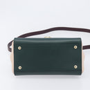 Salvatore Ferragamo Gancini Hand Bag Leather 2way Green Gold Tone Auth 207254A-12