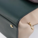 Salvatore Ferragamo Gancini Hand Bag Leather 2way Green Gold Tone Auth 207254A-13