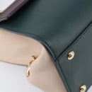 Salvatore Ferragamo Gancini Hand Bag Leather 2way Green Gold Tone Auth 207254A-14