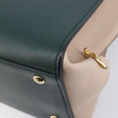 Salvatore Ferragamo Gancini Hand Bag Leather 2way Green Gold Tone Auth 207254A-15
