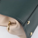 Salvatore Ferragamo Gancini Hand Bag Leather 2way Green Gold Tone Auth 207254A-16