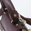 Salvatore Ferragamo Gancini Hand Bag Leather 2way Green Gold Tone Auth 207254A-19