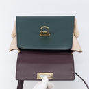 Salvatore Ferragamo Gancini Hand Bag Leather 2way Green Gold Tone Auth 207254A-21