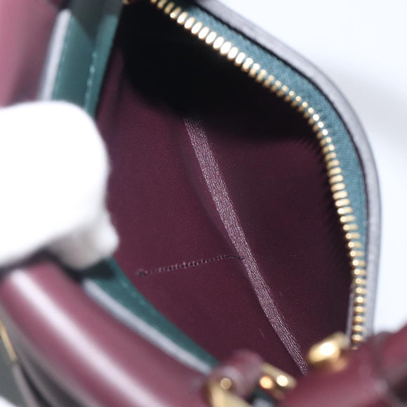 Salvatore Ferragamo Gancini Hand Bag Leather 2way Green Gold Tone Auth 207254A