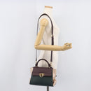 Salvatore Ferragamo Gancini Hand Bag Leather 2way Green Gold Tone Auth 207254A-29