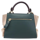 Salvatore Ferragamo Gancini Hand Bag Leather 2way Green Gold Tone Auth 207254A-3