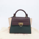 Salvatore Ferragamo Gancini Hand Bag Leather 2way Green Gold Tone Auth 207254A-30