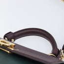 Salvatore Ferragamo Gancini Hand Bag Leather 2way Green Gold Tone Auth 207254A-8
