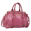 Miu Miu Hand Bag Vitellolux 2way Pink Gold Auth 207255-1