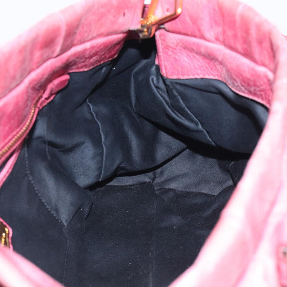 Miu Miu Hand Bag Vitellolux 2way Pink Gold Auth 207255