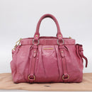 Miu Miu Hand Bag Vitellolux 2way Pink Gold Auth 207255-30