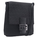 FENDI Zucchino Canvas Mamma Baguette Shoulder Bag Black 8BT075 Auth 207257A-1