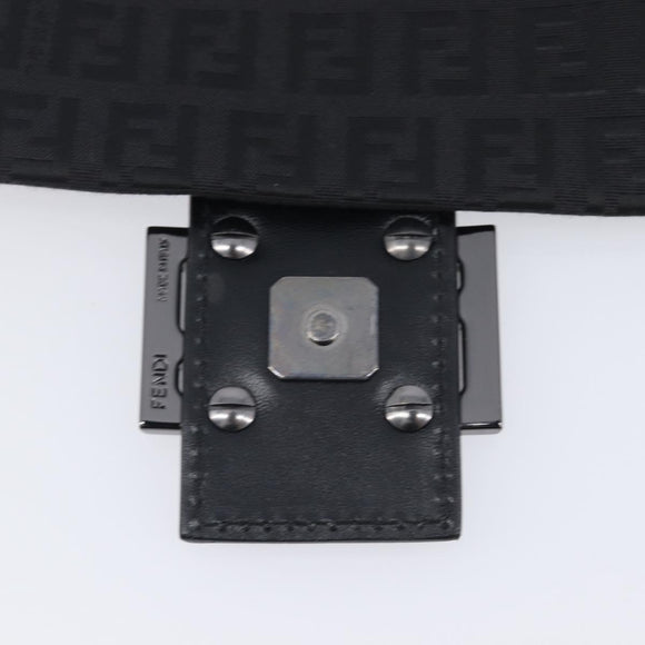 FENDI Zucchino Canvas Mamma Baguette Shoulder Bag Black 8BT075 Auth 207257A