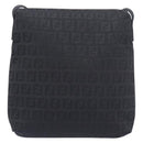 FENDI Zucchino Canvas Mamma Baguette Shoulder Bag Black 8BT075 Auth 207257A-2