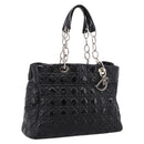 Christian Dior Lady Dior Canage Tote Bag Patent Black Silver Auth 207261-1
