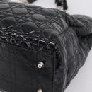 Christian Dior Lady Dior Canage Tote Bag Patent Black Silver Auth 207261-10