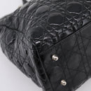 Christian Dior Lady Dior Canage Tote Bag Patent Black Silver Auth 207261-11