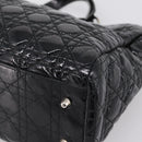 Christian Dior Lady Dior Canage Tote Bag Patent Black Silver Auth 207261-12