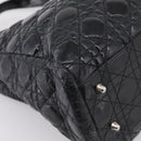 Christian Dior Lady Dior Canage Tote Bag Patent Black Silver Auth 207261-13