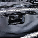 Christian Dior Lady Dior Canage Tote Bag Patent Black Silver Auth 207261-15
