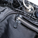 Christian Dior Lady Dior Canage Tote Bag Patent Black Silver Auth 207261-19