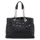 Christian Dior Lady Dior Canage Tote Bag Patent Black Silver Auth 207261-3
