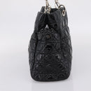 Christian Dior Lady Dior Canage Tote Bag Patent Black Silver Auth 207261-4