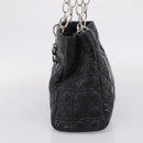 Christian Dior Lady Dior Canage Tote Bag Patent Black Silver Auth 207261-5