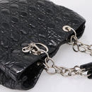Christian Dior Lady Dior Canage Tote Bag Patent Black Silver Auth 207261-6