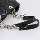 Christian Dior Lady Dior Canage Tote Bag Patent Black Silver Auth 207261-7