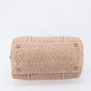 Miu Miu Gathered Chain Shoulder Bag Leather Beige Silver Auth 207262V-5