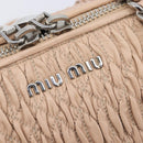 Miu Miu Gathered Chain Shoulder Bag Leather Beige Silver Auth 207262V-19