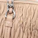 Miu Miu Gathered Chain Shoulder Bag Leather Beige Silver Auth 207262V-9