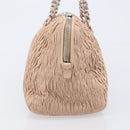 Miu Miu Gathered Chain Shoulder Bag Leather Beige Silver Auth 207262V-3