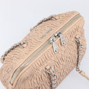 Miu Miu Gathered Chain Shoulder Bag Leather Beige Silver Auth 207262V-6