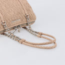 Miu Miu Gathered Chain Shoulder Bag Leather Beige Silver Auth 207262V-7