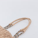 Miu Miu Gathered Chain Shoulder Bag Leather Beige Silver Auth 207262V-14