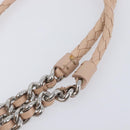 Miu Miu Gathered Chain Shoulder Bag Leather Beige Silver Auth 207262V-8