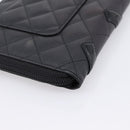 CHANEL Cambon Line Matelasse Long Wallet Leather Black Silver CC Auth 207270V-16