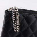 CHANEL Cambon Line Matelasse Long Wallet Leather Black Silver CC Auth 207270V-18