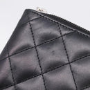 CHANEL Cambon Line Matelasse Long Wallet Leather Black Silver CC Auth 207270V-8