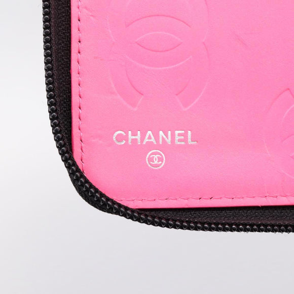 CHANEL Cambon Line Matelasse Long Wallet Leather Black Silver CC Auth 207270V