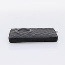 CHANEL Cambon Line Matelasse Long Wallet Leather Black Silver CC Auth 207270V-3