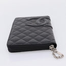 CHANEL Cambon Line Matelasse Long Wallet Leather Black Silver CC Auth 207270V-5