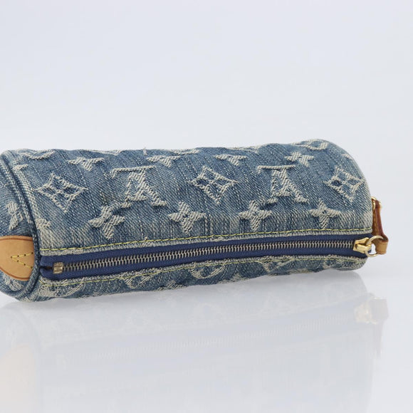 LOUIS VUITTON Monogram Denim Trousse Speedy PM Pouch Blue M95082 LV Auth 207279A